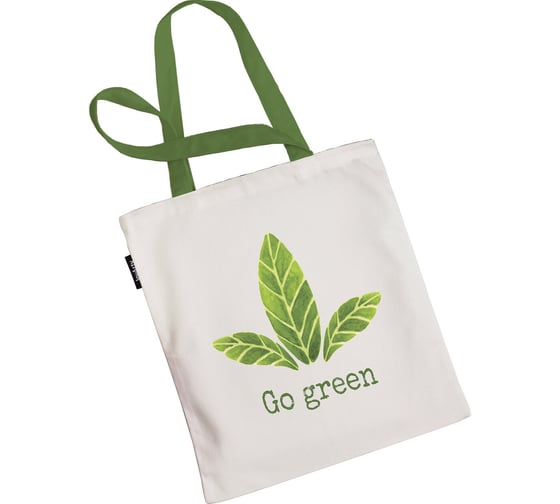 Сумка шоппер JOYARTY "go green", ткань под лен, 35x37x7 см bsh_378459 1