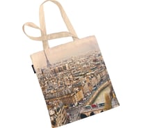 Сумка шоппер JOYARTY "красочный париж", ткань под лен, 35x37x7 см bsh_16235