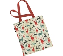 Сумка шоппер JOYARTY "новогодние олени", ткань под лен, 35x37x7 см bsh_419801