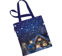 Сумка шоппер JOYARTY "новогодняя сказка", ткань под лен, 35x37x7 см bsh_419806