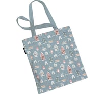 Сумка шоппер JOYARTY "дед мороз в деревне", ткань под лен, 35x37x7 см bsh_419831