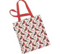 Сумка шоппер JOYARTY "снегири прилетели", ткань под лен, 35x37x7 см bsh_419848