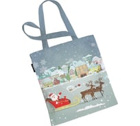 Сумка шоппер JOYARTY "дед мороз к нам мчится", ткань под лен, 35x37x7 см bsh_419857