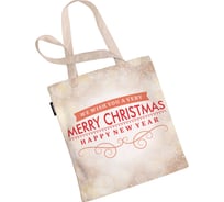 Сумка шоппер JOYARTY "новогодняя надпись", ткань под лен, 35x37x7 см bsh_419855