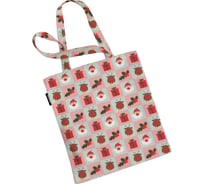 Сумка шоппер JOYARTY "дед мороз в квадрате", ткань под лен, 35x37x7 см bsh_419863