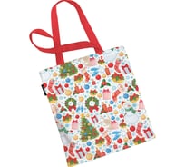 Сумка шоппер JOYARTY "новогодние снеговики", ткань под лен, 35x37x7 см bsh_419872