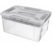 Универсальный ящик с замками и вставкой-органайзером Econova grand box, 390x290x180 мм, 15.3 л, светло-серый 433224430