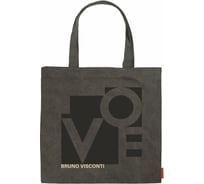 Сумка-шоппер Bruno Visconti квадратная, серая LOVE 39x39 см 16-003-04/06