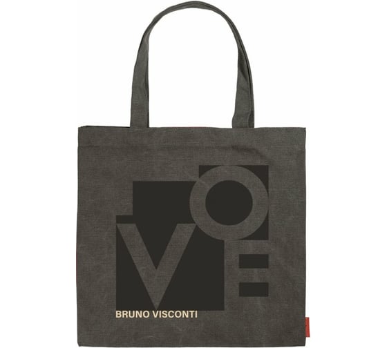 Сумка-шоппер Bruno Visconti квадратная, серая LOVE 39x39 см 16-003-04/06 1
