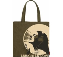 Сумка-шоппер Bruno Visconti квадратная, цвет хаки МУЗЫКА - МОЯ ЛЮБОВЬ 39x39 см 16-003-03/02