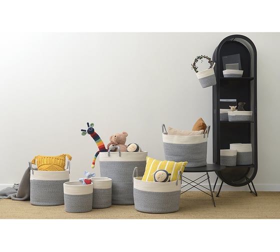 Корзина для хранения Bergenson Bjorn Filis 20x15x11 см, кремовая/светло-серая TL-BB-FS-CR-GR-S