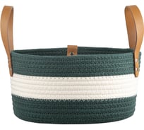 Корзина для хранения Bergenson Bjorn Helly D28x14 см, бежевая/зеленая TL-BB-BSKHL-CTN-28