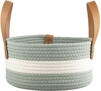 Корзина для хранения Bergenson Bjorn Helly D26x13 см, бежевая/зеленая TL-BB-BSKHL-CTN-26
