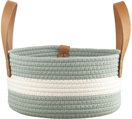 Корзина для хранения Bergenson Bjorn Helly D26x13 см, бежевая/зеленая TL-BB-BSKHL-CTN-26