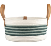 Корзина для хранения Bergenson Bjorn Helly D30x15 см, бежевая/зеленая TL-BB-BSKHL-CTN-30
