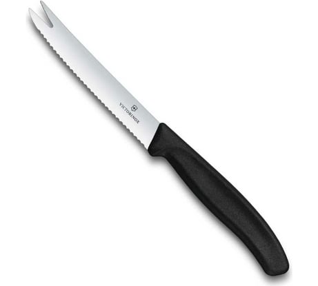 Нож для сыра и колбасок Victorinox лезвие 11 см волнистое, черный 6.7863