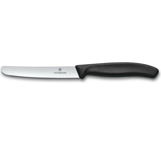 Столовый нож Victorinox лезвие 11 см прямое с закруглённым кончиком, чёрный 6.7803