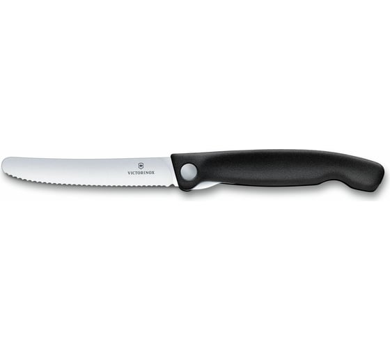 Столовый нож Victorinox лезвие 11 см, серрейторная заточка, черный 6.7833.FB