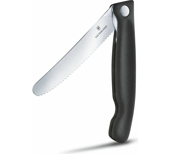 Столовый нож Victorinox лезвие 11 см, серрейторная заточка, черный 6.7833.FB