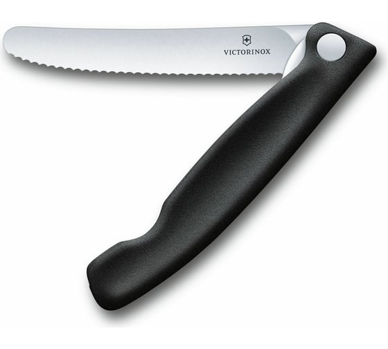 Столовый нож Victorinox лезвие 11 см, серрейторная заточка, черный 6.7833.FB