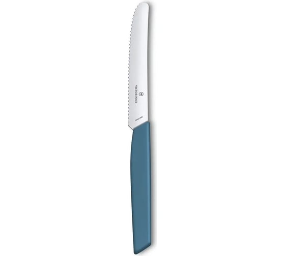 Столовый нож Victorinox Swiss Modern волнистое лезвие, 11 см, с закруглённым кончиком, синий 6.9006.11W2