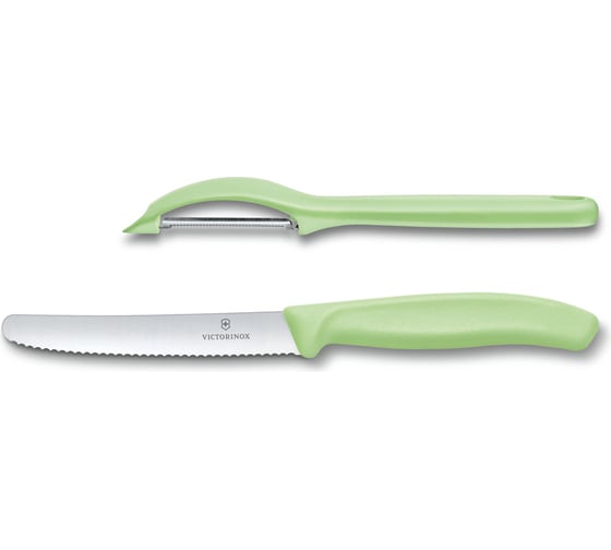 Набор из 2 ножей Victorinox Swiss Classic нож для овощей и нож 11 см салатовая рукоять 6.7116.21L42