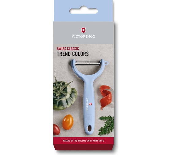 Нож для чистки томатов и киви Victorinox двустороннее зубчатое лезвие, голубая рукоять 7.6079.22