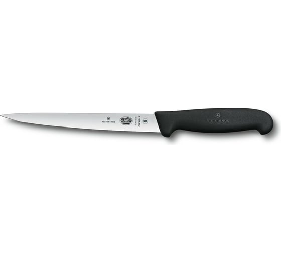 Филейный рыбный нож Victorinox Fibrox лезвие 18 см, черный 5.3813.18
