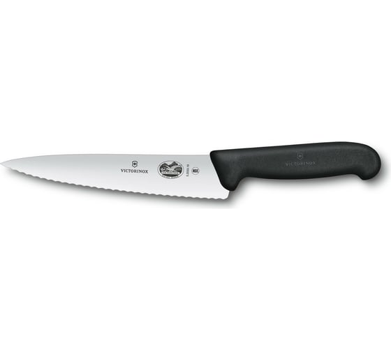Разделочный нож Victorinox лезвие 19 см волнистое, черный 5.2033.19