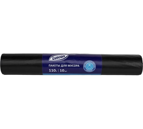 Мешки для мусора в рулоне (10 шт, 600х1000 мм, 110 л, 40 мкм, ПВД, черные) Luscan 1555881