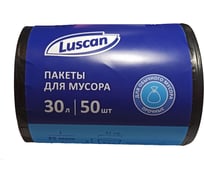 Мешки для мусора в рулоне (50 шт, 500х700 мм, 30 л, 25 мкм, ПВД, черные) Luscan 1602402
