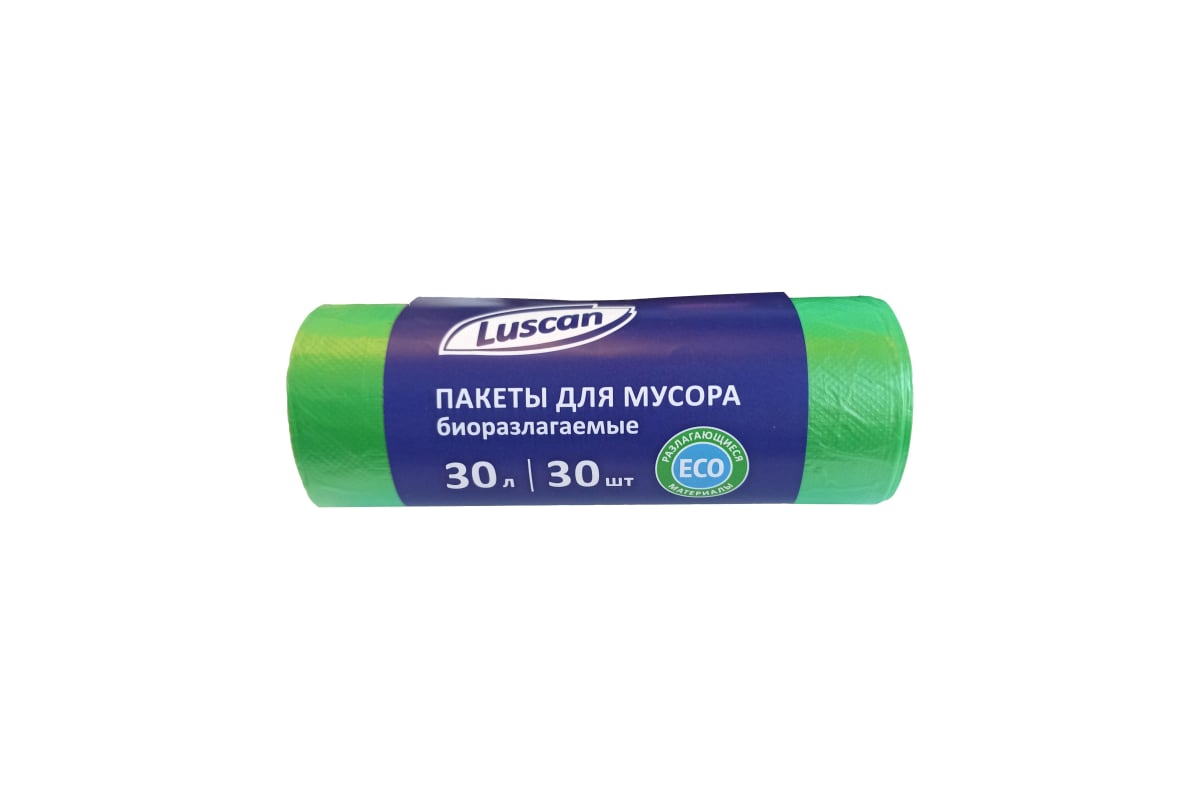 Мешки для мусора в рулоне (30 шт, 500х600 мм, 30 л, 10 мкм, ПНД, зеленые)  Luscan 1557732 - выгодная цена, отзывы, характеристики, фото - купить в  Москве и РФ