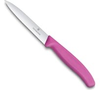 Нож для очистки овощей Victorinox лезвие 10 см, волнистое, розовый 6.7736.L5