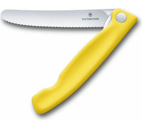 Нож для очистки овощей Victorinox лезвие 11 см, серрейторная заточка, желтый 6.7836.F8B