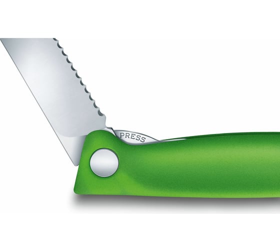Нож для очистки овощей Victorinox лезвие 11 см, серрейторная заточка, зеленый 6.7836.F4B