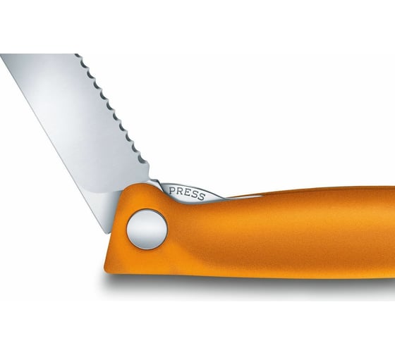 Нож для очистки овощей Victorinox лезвие 11 см, серрейторная заточка, оранжевый 6.7836.F9B