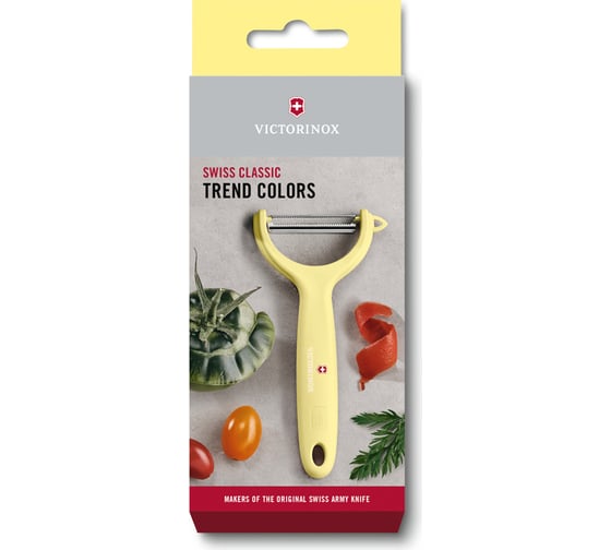 Нож для чистки томатов и киви Victorinox двустороннее зубчатое лезвие, светло-желтая рукоять 7.6079.82