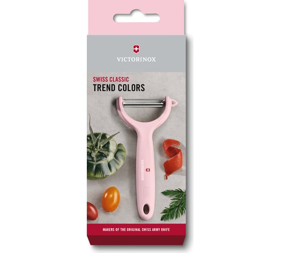 Нож для чистки томатов и киви Victorinox двустороннее зубчатое лезвие, светло-розовая рукоять 7.6079.52