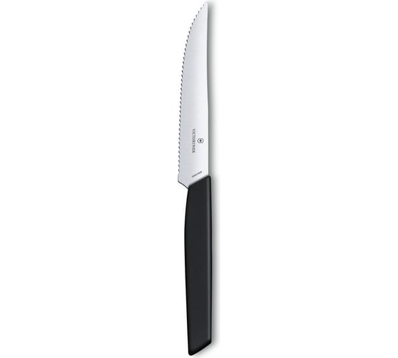 Нож для стейка и пиццы Victorinox Swiss Modern лезвие 12 см с волнистой кромкой, черный 6.9003.12W