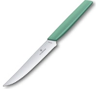 Нож для стейка и пиццы Victorinox Swiss Modern лезвие 12 см с волнистой кромкой, мятно-зеленый 6.9006.12W41