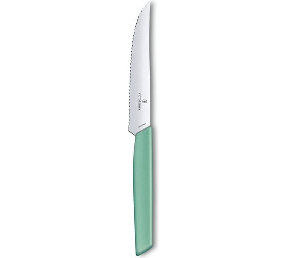 Нож для стейка и пиццы Victorinox Swiss Modern лезвие 12 см с волнистой кромкой, мятно-зеленый 6.9006.12W41