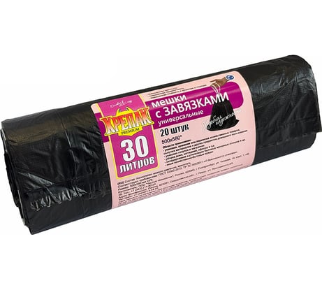 Мешки для мусора с завязками 30 л, 20 шт Крепак 4607075710306