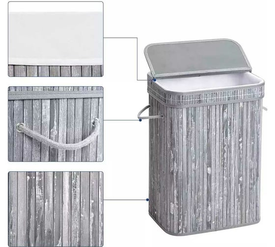 Корзина для белья Homium for Home, Eco, размер 40х30х60см, квадратная, серый laundry8