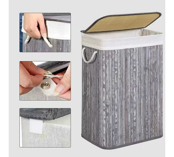 Корзина для белья Homium for Home, Eco, размер 40х30х60см, квадратная, серый laundry8