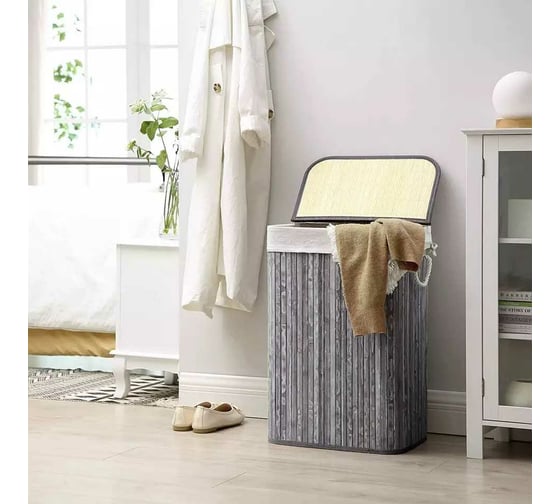 Корзина для белья Homium for Home, Eco, размер 40х30х60см, квадратная, серый laundry8