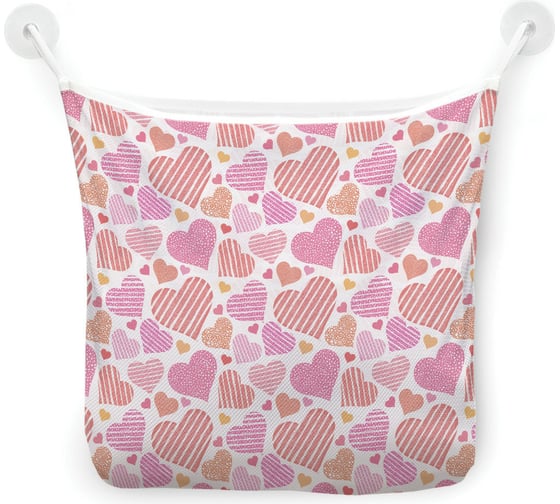 Сетка для игрушек в ванну JOYARTY "Много сердец" настенный органайзер на присосках, 39x33 см tgb_422660 1