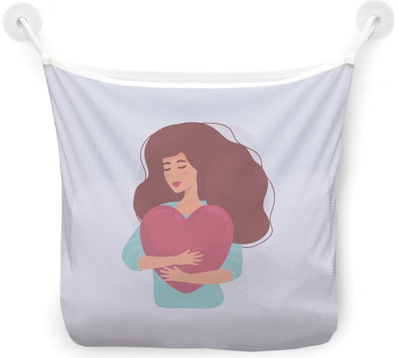 Сетка для игрушек в ванну JOYARTY "Обнимая сердце" настенный органайзер на присосках, 39x33 см tgb_422696 1