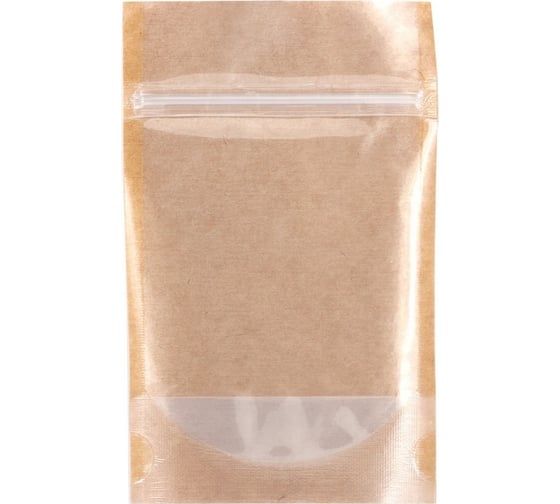 Упаковочные зип пакеты Forceberg ДОЙ ПАК HOMEandDIY с замком zip-lock 13x15 см, крафт/прозрачный, 10шт 8-7612425-010 1