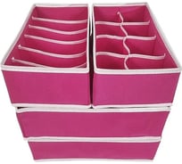 Набор органайзеров для хранения вещей и одежды URM с ячейками, 4 шт, малиновый D01233