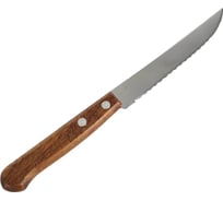 Кухонный зубчатый нож URM с зубчиками столовый, для мяса и стейка, из нержавеющей стали с деревянной ручкой D01636
